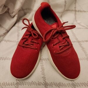 Allbirds Wool Runners Men’s 9 Red Merino Lace Up Sneakers Shoes EUC